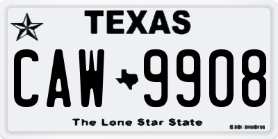 TX license plate CAW9908