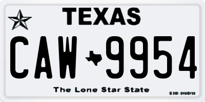 TX license plate CAW9954