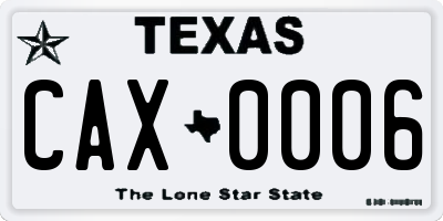 TX license plate CAX0006