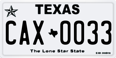 TX license plate CAX0033