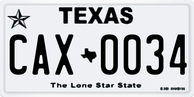 TX license plate CAX0034