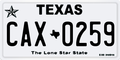 TX license plate CAX0259