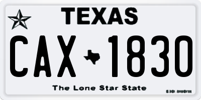 TX license plate CAX1830