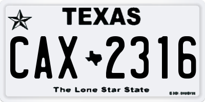 TX license plate CAX2316