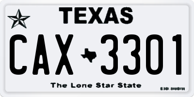 TX license plate CAX3301