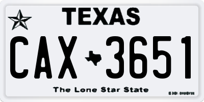 TX license plate CAX3651