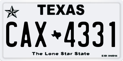 TX license plate CAX4331