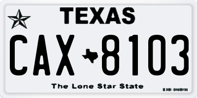 TX license plate CAX8103
