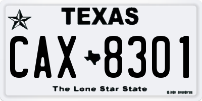 TX license plate CAX8301