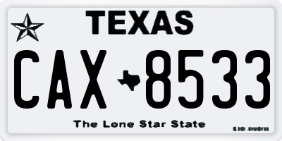 TX license plate CAX8533