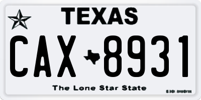 TX license plate CAX8931