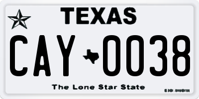 TX license plate CAY0038