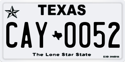 TX license plate CAY0052