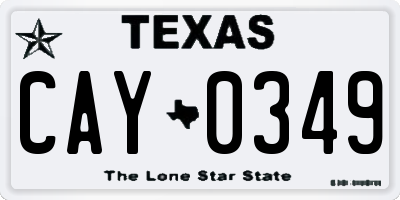 TX license plate CAY0349
