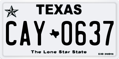 TX license plate CAY0637