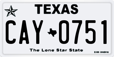 TX license plate CAY0751