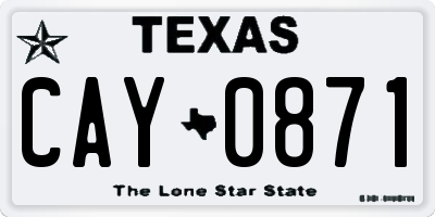 TX license plate CAY0871