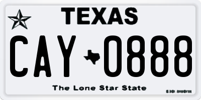 TX license plate CAY0888