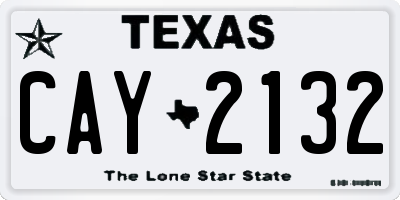 TX license plate CAY2132