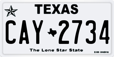 TX license plate CAY2734