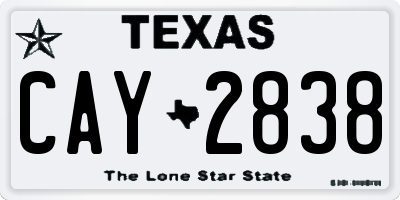 TX license plate CAY2838