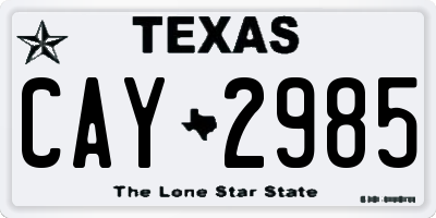 TX license plate CAY2985