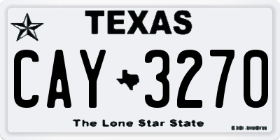 TX license plate CAY3270