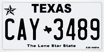 TX license plate CAY3489