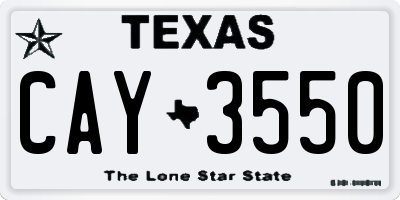 TX license plate CAY3550