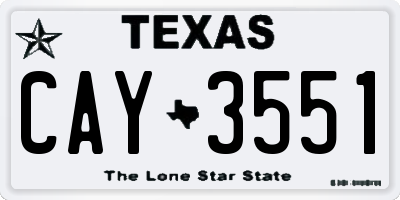 TX license plate CAY3551