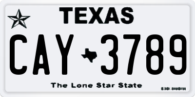 TX license plate CAY3789