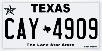 TX license plate CAY4909