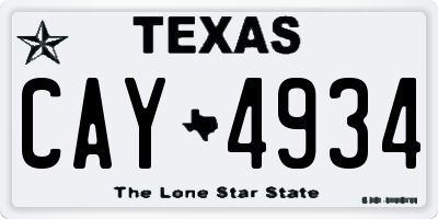 TX license plate CAY4934