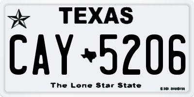 TX license plate CAY5206