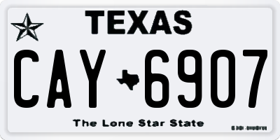 TX license plate CAY6907