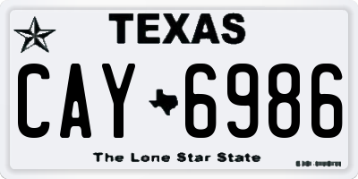 TX license plate CAY6986