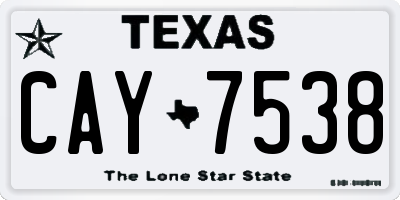 TX license plate CAY7538