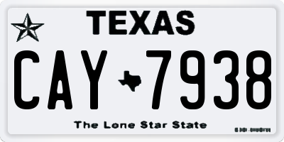 TX license plate CAY7938