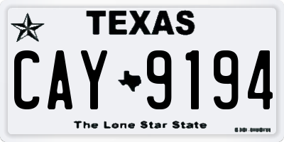 TX license plate CAY9194