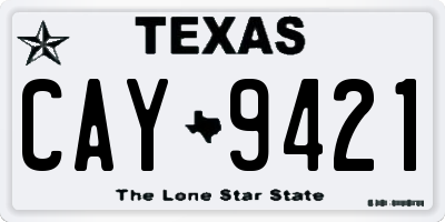 TX license plate CAY9421
