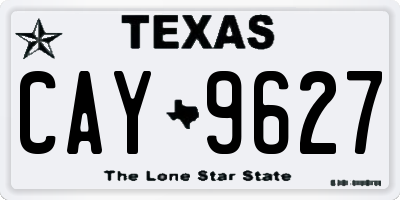 TX license plate CAY9627