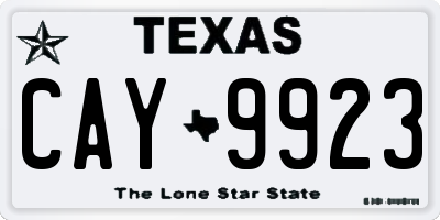 TX license plate CAY9923