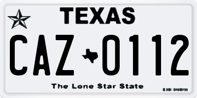 TX license plate CAZ0112
