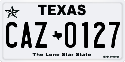 TX license plate CAZ0127