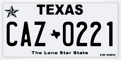 TX license plate CAZ0221