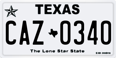 TX license plate CAZ0340