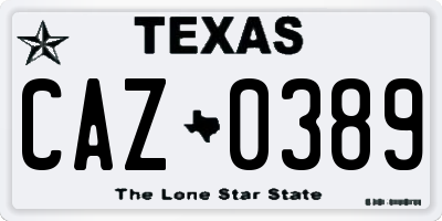 TX license plate CAZ0389