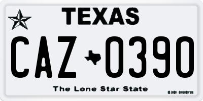 TX license plate CAZ0390