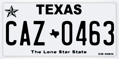 TX license plate CAZ0463