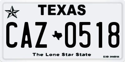 TX license plate CAZ0518